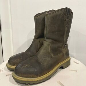 Timberland Ashlar Pull On Alloy Toe Waterproof Work Boots Women sz 6.5 Brown